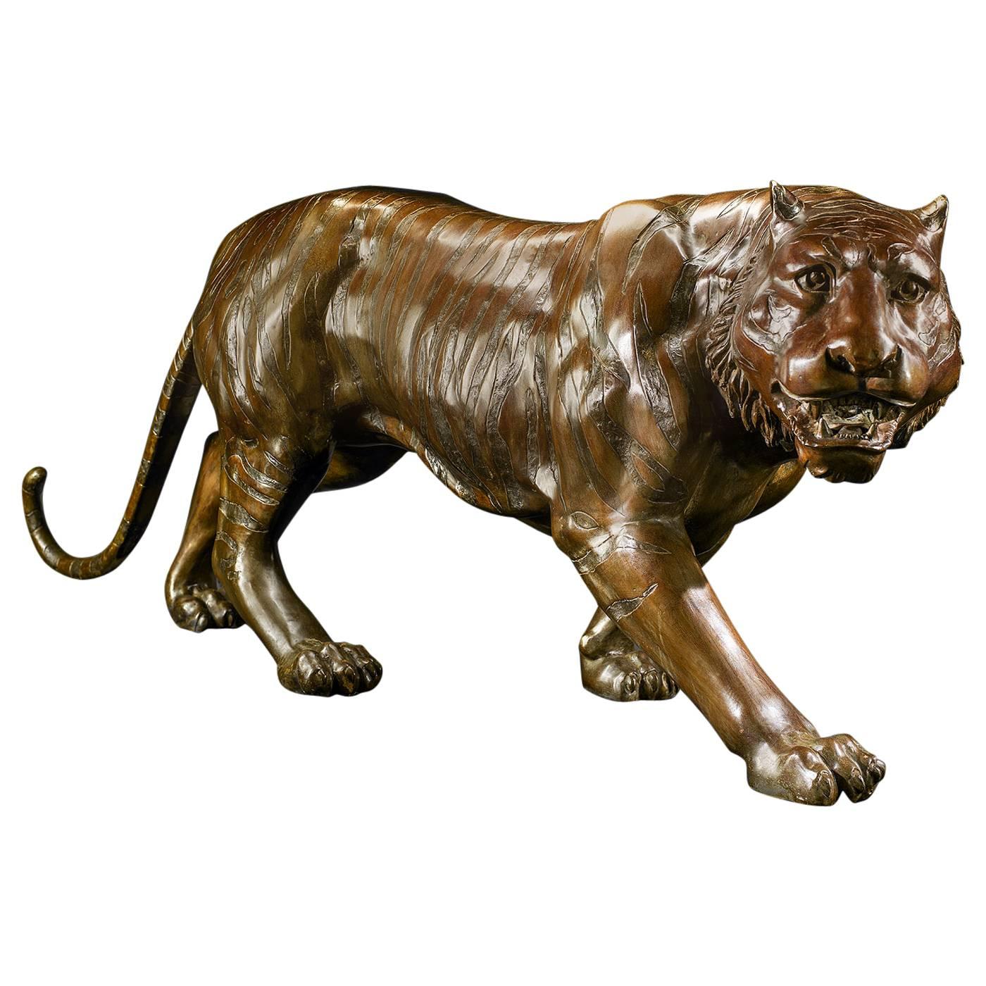 20th Century Bronze Model of a Prowling Tiger