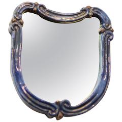 Art Deco Blue Ceramik Wall Mirror by "Gmundner Keramik" 9