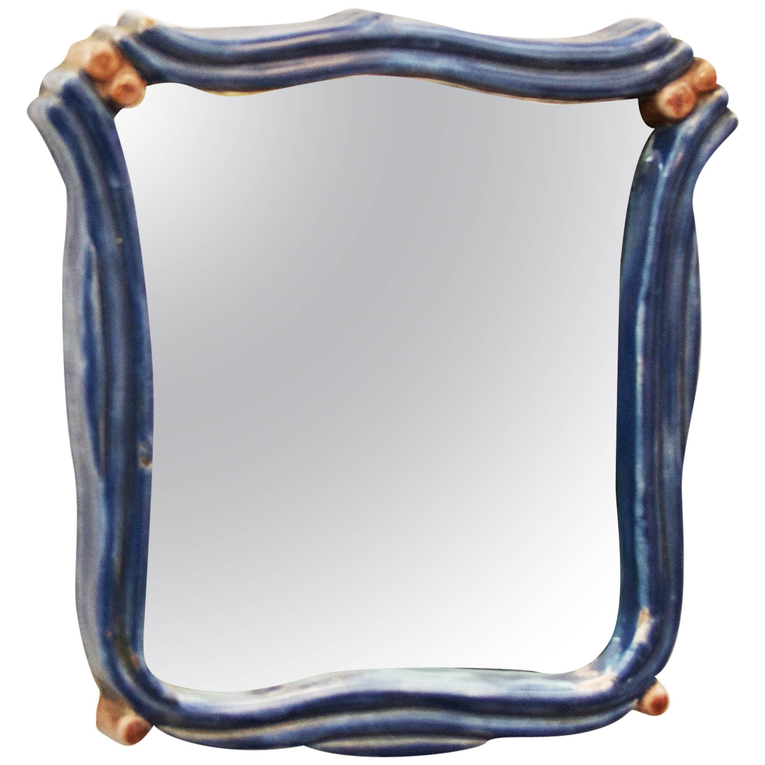 Art Deco Ceramik Wall Mirror by "Gmundner Keramik"