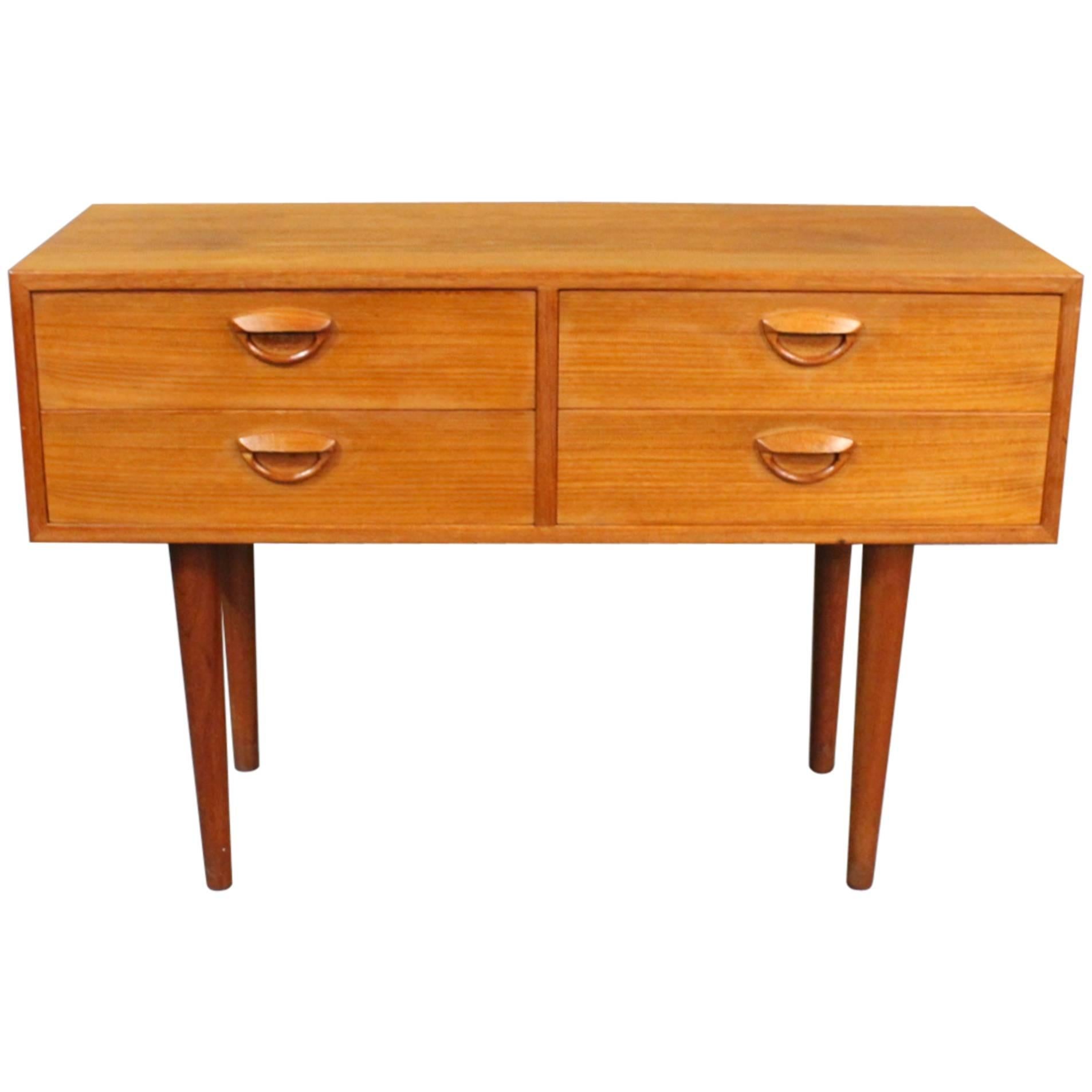 FM Chest of Drawers in Teak with Four Drawers Designed by Kai Kristiansen, 1960