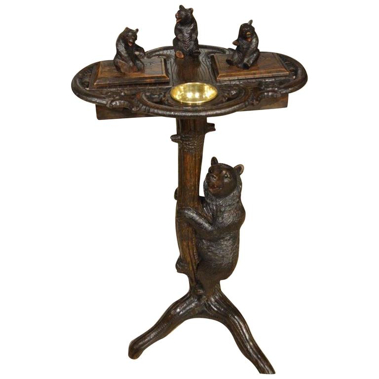 Charming Black Forest Carved Smokers Table at 1stDibs