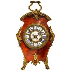 19th Century French Red Tortoise Shell Mantel Clock