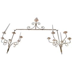 Vintage Large French Wrought Iron 12-Candle Chandelier