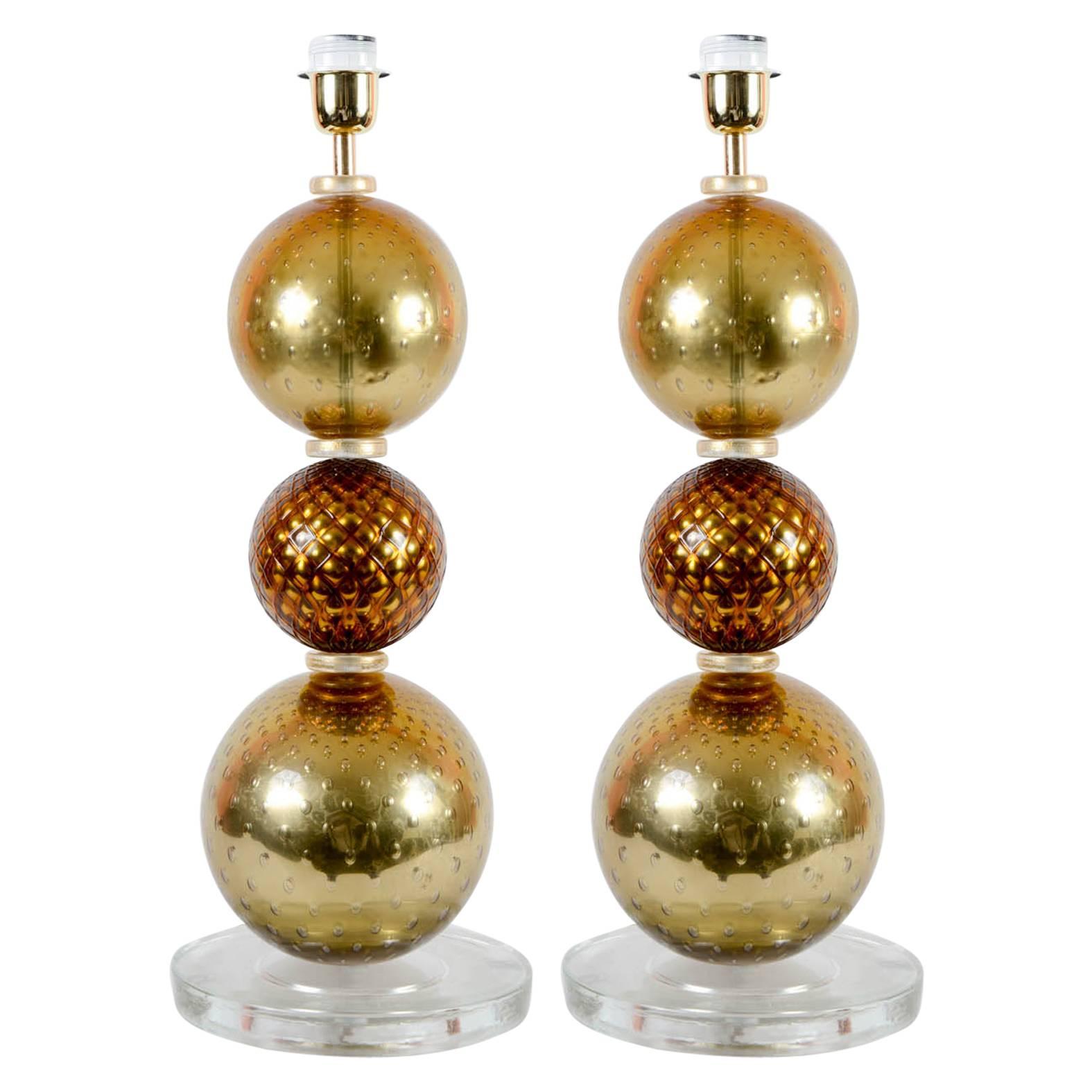 Pair of Murano Glass Lamps