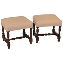 Antique Pair of French Upholstered Stools