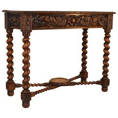19th Century French Carved Oak Console Table