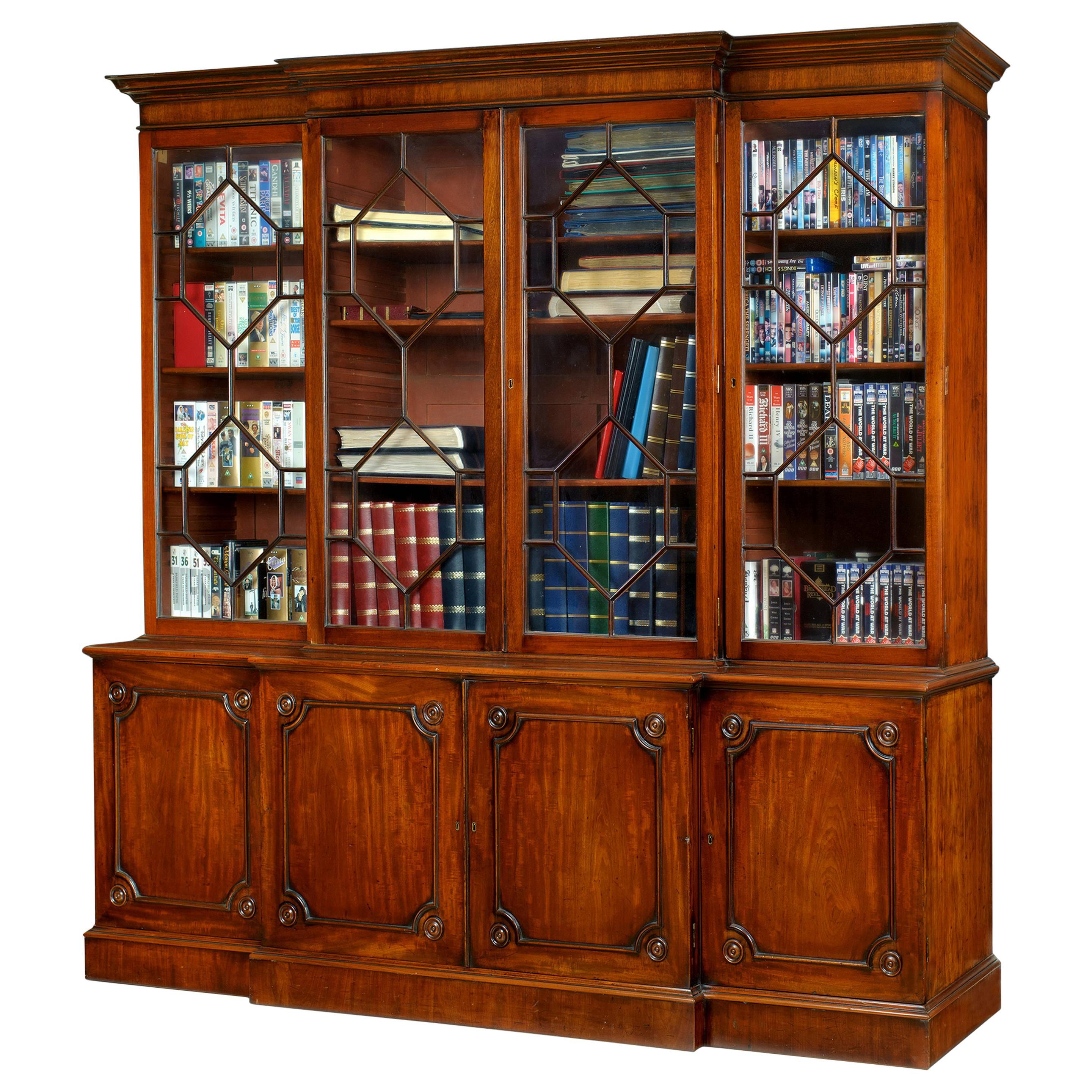 George III Mahogany Breakfront Library Bookcase For Sale