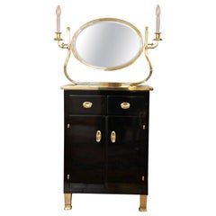 Commode à tiroirs en miroir teinté noir