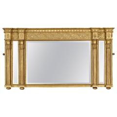 Regency Carved Giltwood Triptych Overmantel Mirror