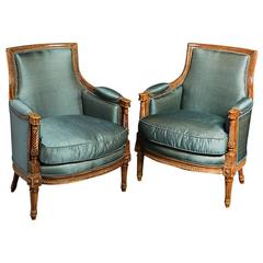 Pair of Louis XVI Style Berger Armchairs