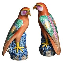 Pair of 19th Century Porcelain Falcons