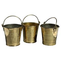Antique Set of Three 19th Century Brass Fire Buckets