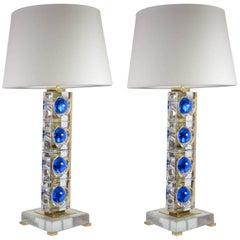 Pair of Murano Glass Lamps Designed by Juanluca Fontana