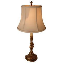 Electrified French Bronze Candlestick Lamp