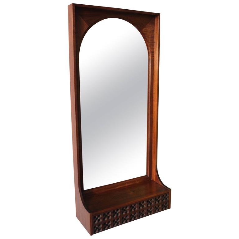 Arthur Umanoff for Howard Miller Walnut Wall Mirror For Sale at 1stDibs