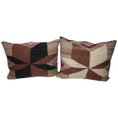 Pair of Navajo Indian Weaving Star Pillows