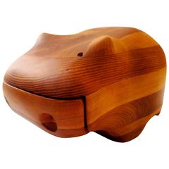 Solid Figural Hippo Cedar and Pine Wood Jewelry Box by Deborah D Bump