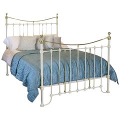 Antique Brass and Iron Bed in Cream  - MK68