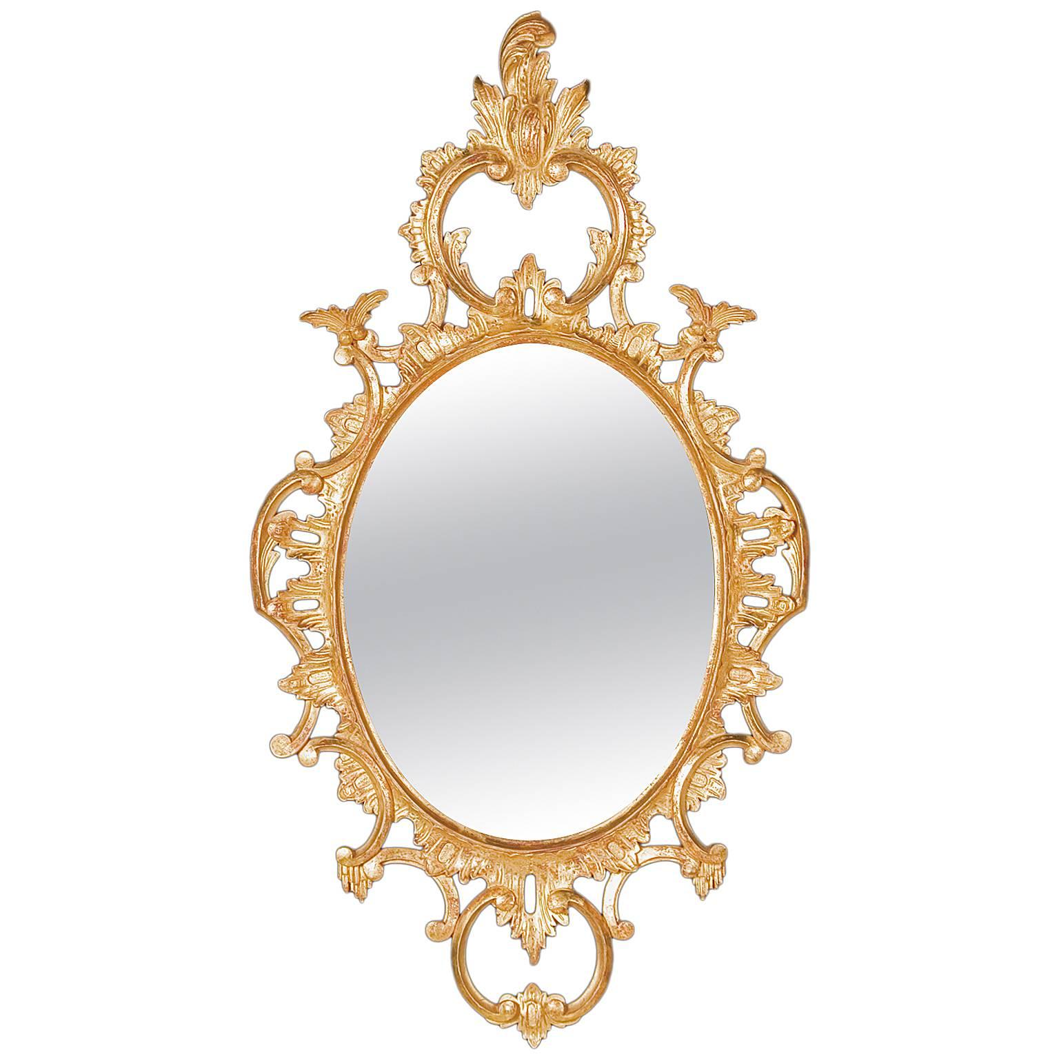 Miroir ovale de style Chippendale George III 
