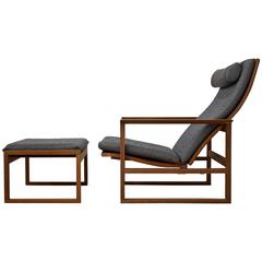 1950s Lounge Chair and Hocker by Børge Mogensen