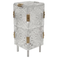 Lámpara de mesa de cristal prensado de mediados de siglo, J.T. Estilo Kalmar, años 60
