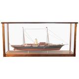 Steam Yacht "Corsair" of 1930, Ship Model in Wood Display Case with Table