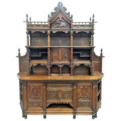 Antiguo Armario Japonés de Madera de Olmo Tallado a Mano, Aparador, Meiji, Siglo XX