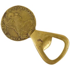Carl Aubock Brass Maria Theresia Coin Bottle Opener, Austria, 1950s