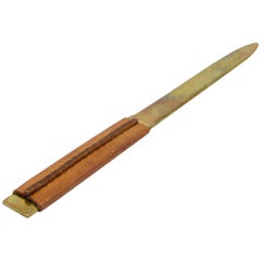 Carl Aubock Brass Letter Opener with Leather Handle, Austria, 1950s