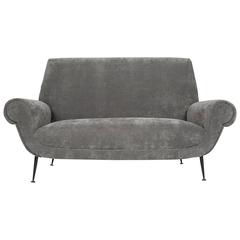 Italian Mid-Century Modern Velvet Sofa