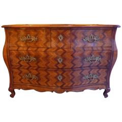 French 18th Century Louis XV Period Cherrywood and Marquetry Commode Bordelaise