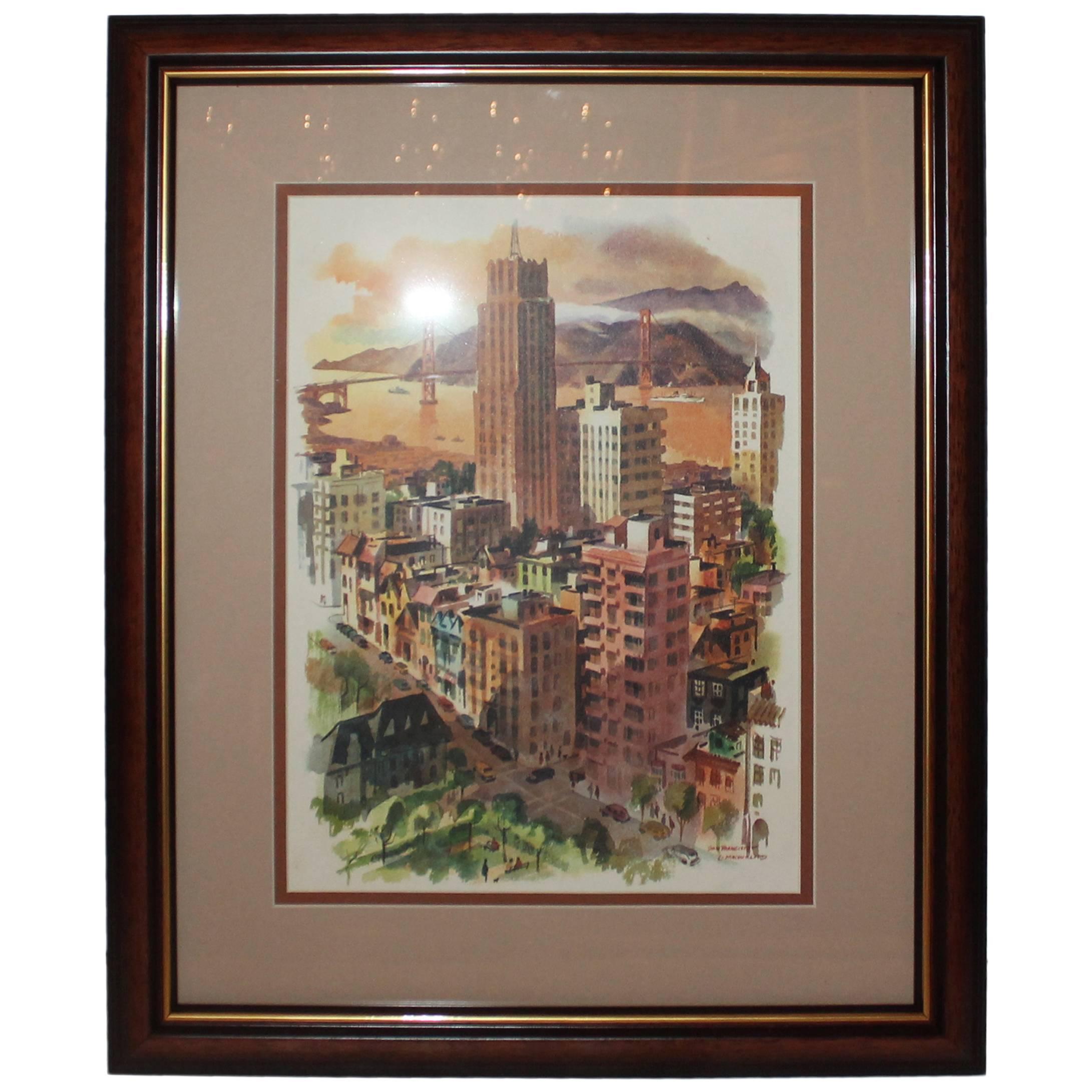 Acuarela del sur de California firmada por C. Macourlard