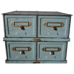 Used Baby Blue Industrial Metal Filing Cabinet from Strafor, 1930s