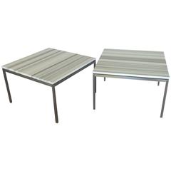 Spectacular Pair of Zebra Striped Marble Top Knoll Tables 2