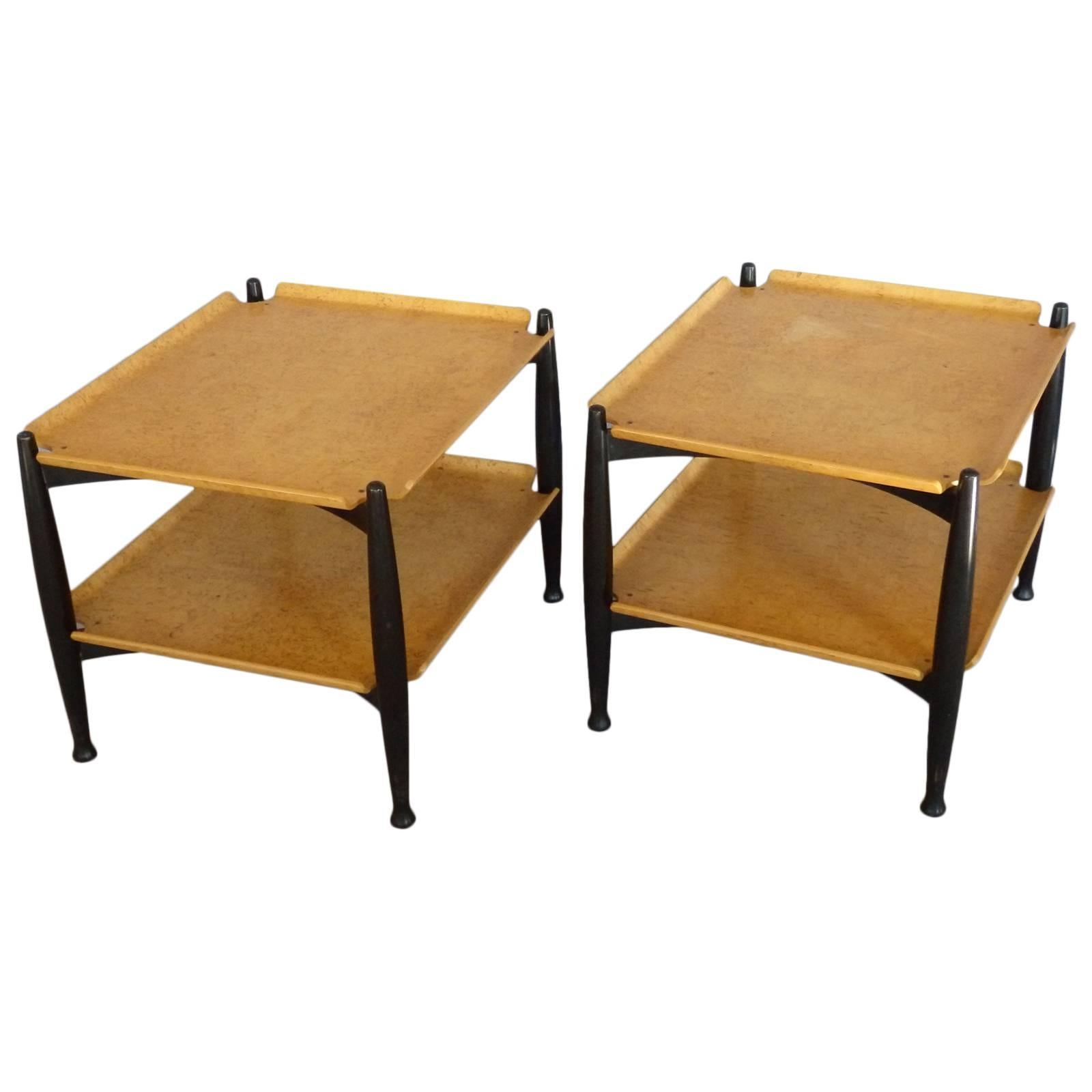 Pair of Edward Wormley, Dunbar Blonde Burl Occasional Tables