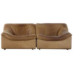 De Sede DS46 Neckleather Two-Seater Sofa, Vintage Buffalo Leather, 1970