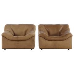 De Sede DS46 Neckleather Club Chairs, Vintage Buffalo Leather, 1970