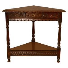 19th Century English Oak Corner Table