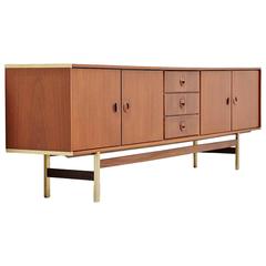 Fristho Long Sideboard in Teak and Brass, Holland, 1960