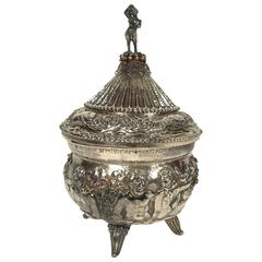 Rare and Unusual Bejeweled Hungarian Silver Tureen, circa 1924