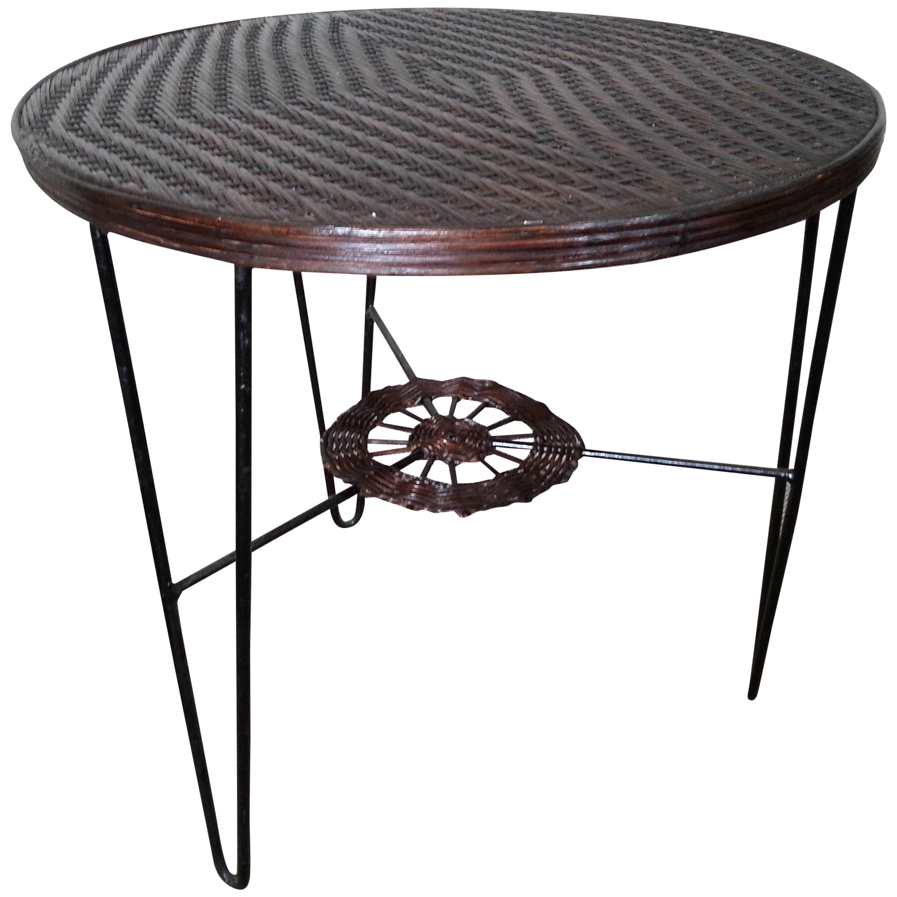 Rattan and Iron Coffee Centre Table, France, 1950s