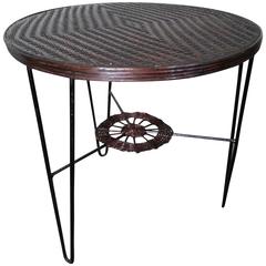 Rattan and Iron Coffee Center Table, France 1950s 8