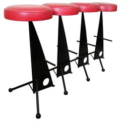 4 Iron Bar Stools attributed to Mathieu Mategot, France 1950s 9