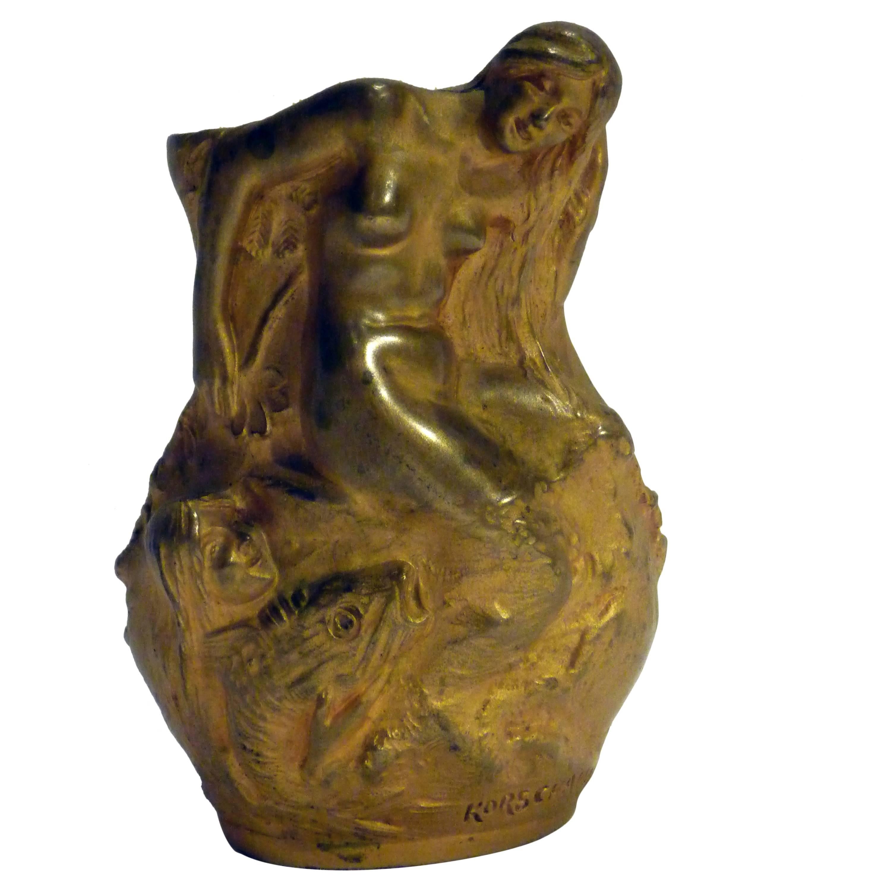 Charles Korschann, Art Nouveau Vase, Signed For Sale