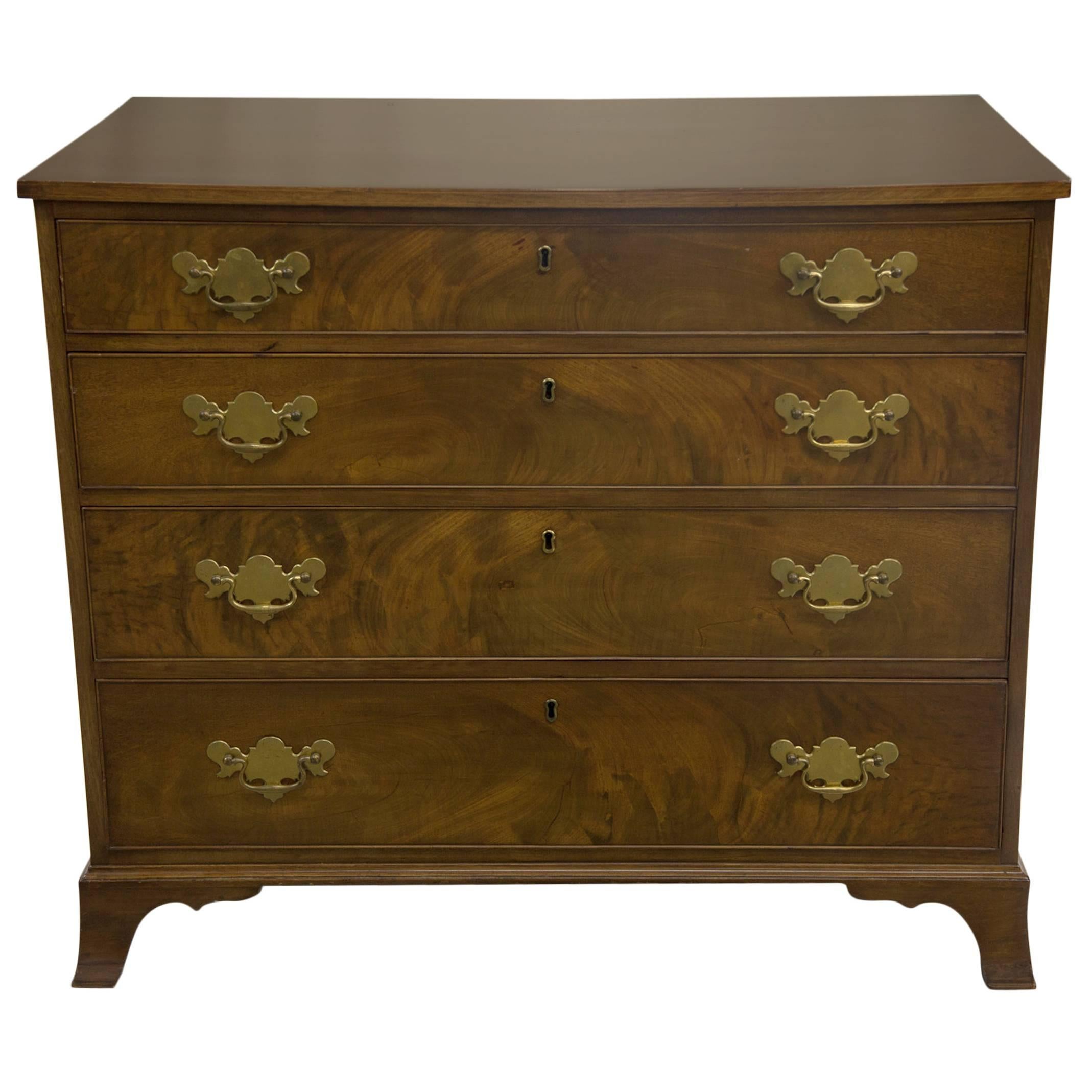 19th Century Regency Burled Walnut Four-Drawer Chest of Drawers For Sale