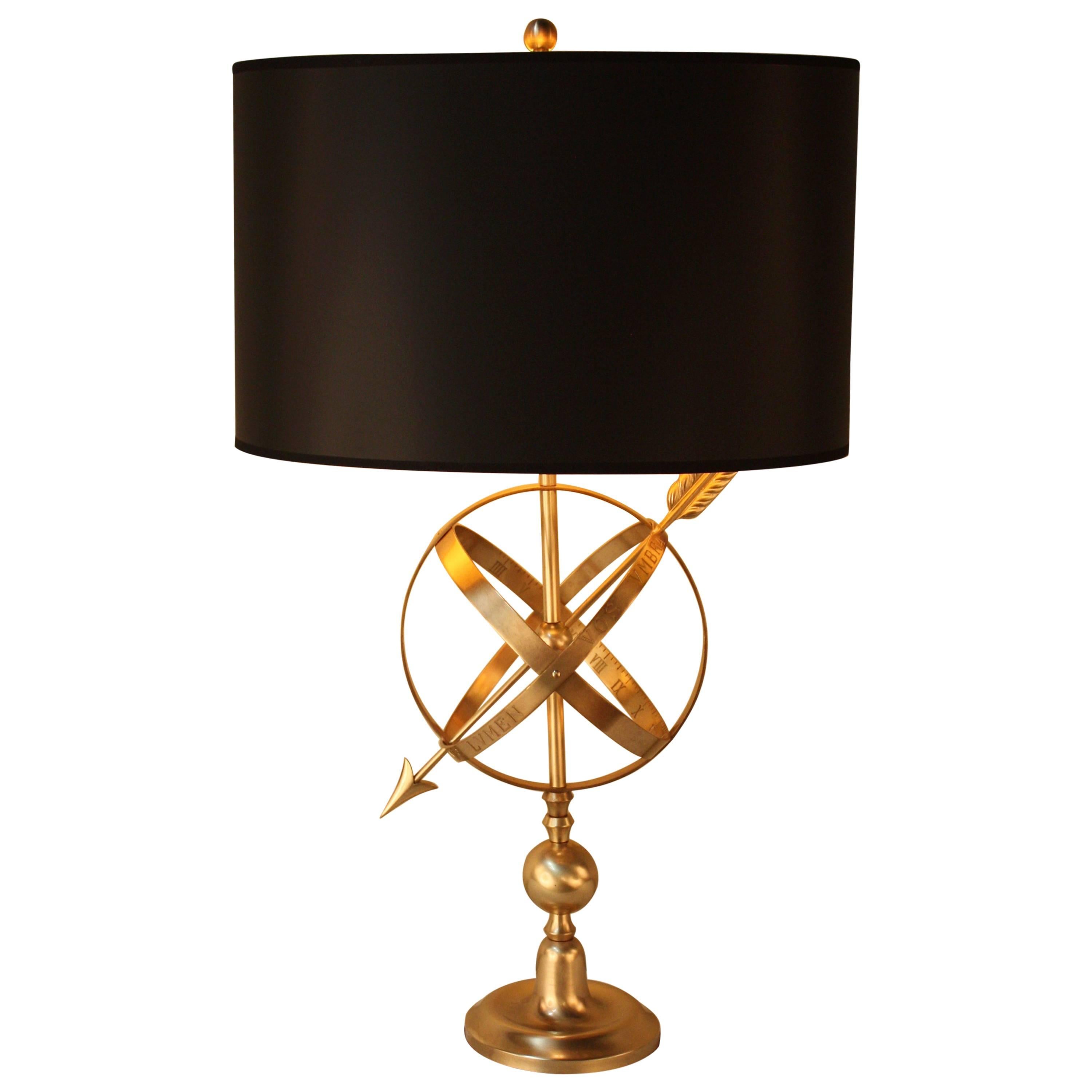 French Bronze Table Lamp with Armillary Sphere