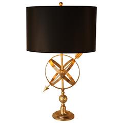 Vintage French Bronze Table Lamp with Armillary Sphere