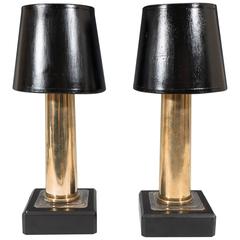 Vintage Pair of WWII Brass Artillery Shell Casings as Table Lamps