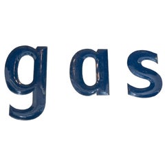 Vintage 1950s American "GAS" Sign in Blue Enameled Metal