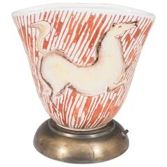 A Marcello Fantoni Ceramic Torchiere Table Lamp on Brass Base 1